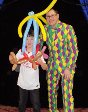 Darren Lee with a small selection of his balloon models. His balloon animals & balloon hats are very popular with the kids!